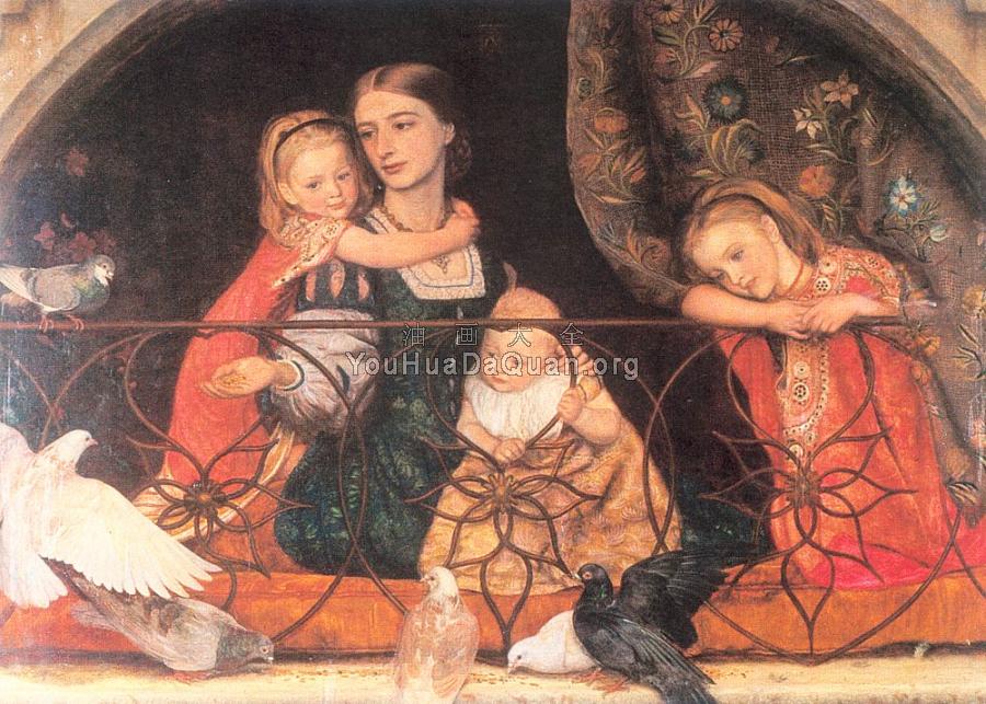 Mrs. James Leathart and Children - 亚瑟·休斯